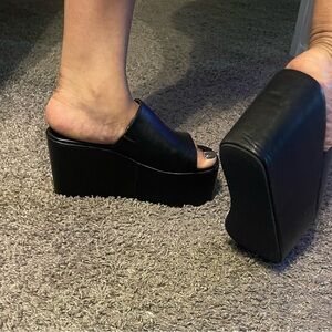 Black Platform Wedge Sandals